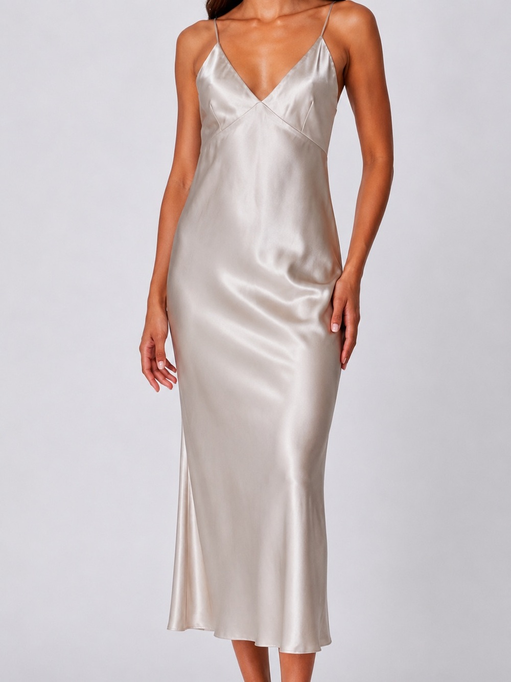 BOA Satin Midi Dress ‘Champagne’ Size Small